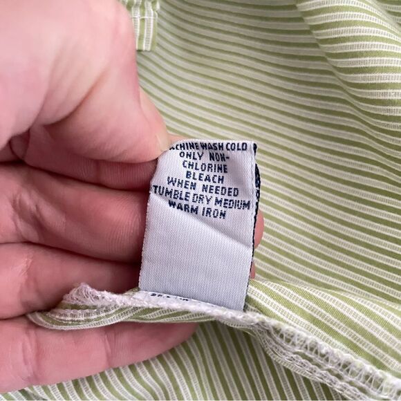 Old Navy Nen’s Green & White Stripe Casual Cotton Button Down Shirt Size Large - Picture 6 of 6